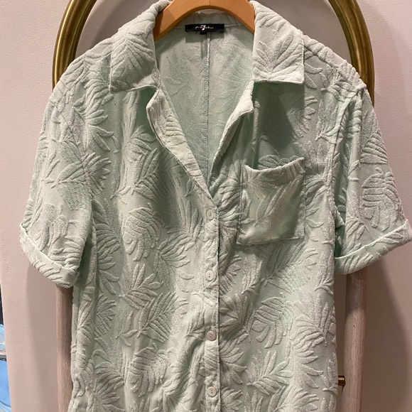 7 For All Mankind 2 Piece Terry Cloth Top XS , Short M Mint Set - Picture 1 of 10